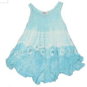 Raya Sun Blue White Tie Dye Embroidered Sleeveless Dress Toddler 4T Hawaiian EUC